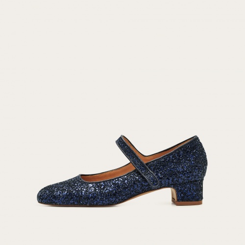 Dora Low Heels, navy glitter OUTLET